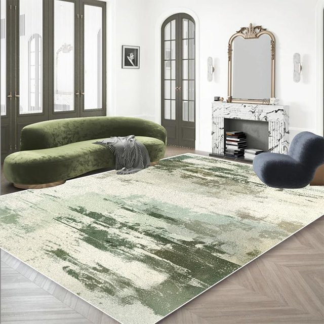 Wucifang Jewelry Moderner Grüner Abstrakt Teppich mit Streifenmuster, Rutschfest und Leicht zu Reinigen, B: 200 cm, T: 300 cm - Bild 1