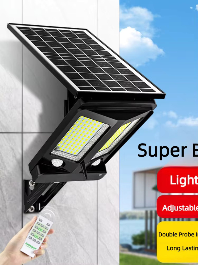 intelamp Solarleuchte für den Außenbereich mit Dual-Bewegungssensor und Fernbedienung, schwarzes Flutlicht in moderner Rechteckform mit 12500 mAh Akku - Bild 5