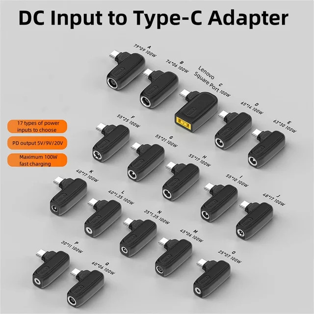 BSN 100W DC Universal-Laptop-Ladegerät zu USB-C PD Trigger-Stromadapter Konverter in Schwarz - Bild 1