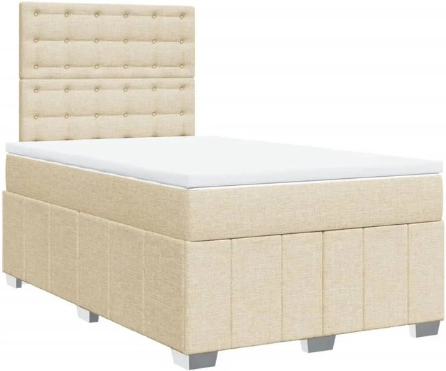 vidaXL Boxspringbett Hybrid mit Matratze und Taschenfederkern in Creme, B/T: 120 x 200 cm - Bild 1