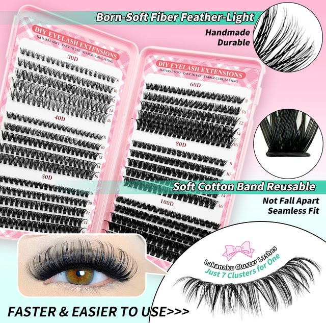LAKANAKA Wispy Lash Clusters Wimpernverlängerung, Natürlich - Bild 1