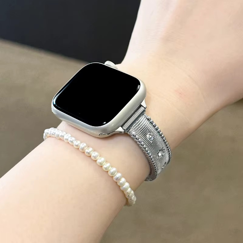 JBAILI Uhrenarmband Edelstahl, Diamant, Kristall, Silber, Unisex - Bild 4
