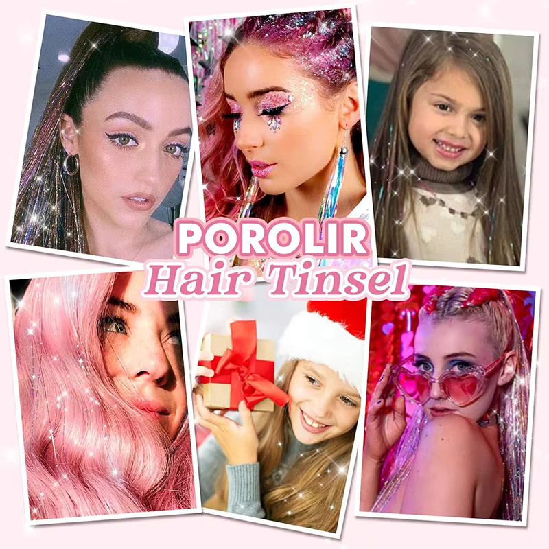 ISIGROSI Haarverlängerung Lametta-Clips, 12 Stück, glitzernd, synthetisch, Damen - Bild 5
