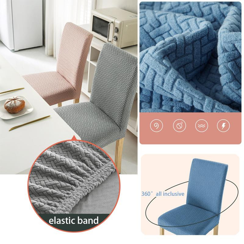 Hochdehnbarer Jacquard Stuhlbezug für Esszimmer und Küche in Hellgrau, Waschbarer Stretch-Bezug aus Polyester und Elasthan - Bild 3
