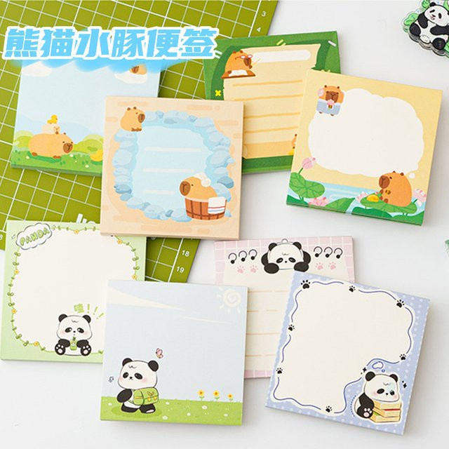 Niedliches Panda Haftnotizbuch mit Cartoon-Design, zerreißbarer Notizblock in Weiß und Mehrfarbig, hochwertiges Papier - Bild 1