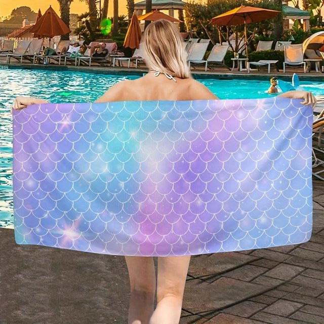 Sandfreies Mikrofaser-Strandtuch mit Haifisch-Print von JMG Household Supplies, Blau, B: 50 cm, H: 100 cm - Bild 1