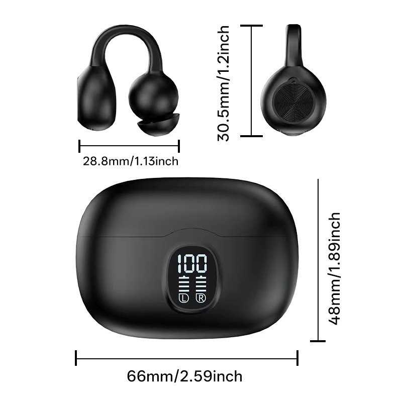 Origina Bluetooth V5.4 Kopfhörer mit Ohrclip-Design und USB-C Anschluss in Pink und Schwarz - Bild 3