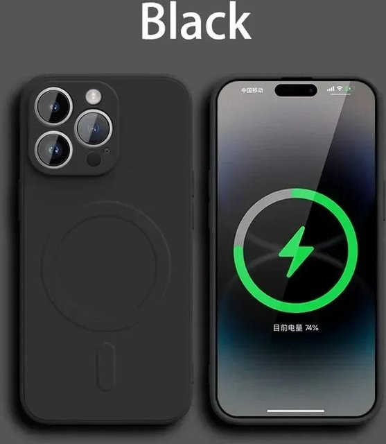 Funda Flüssige Silikonhülle für iPhone kompatibel mit MagSafe, Schwarz - Bild 1