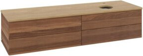 V&B Waschtischunterschrank Antao mit Frontstruktur in Eiche Honig geölt, Farbe Braun, B: 160 cm, T: 50 cm - Bild 1