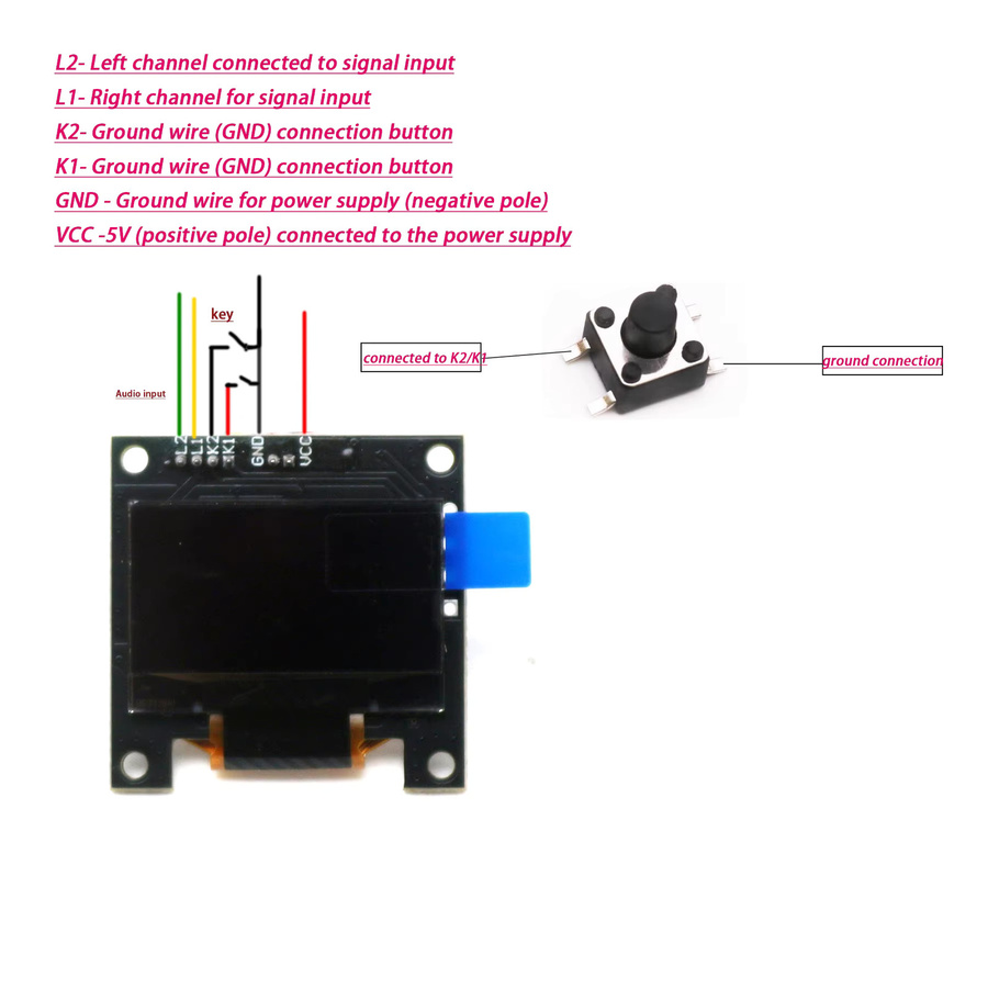 DykbRadio Musik Spektrumanalysator mit 8 Modi und 0,96 Zoll OLED Display als Stereo Audio Rhythmus VU Meter für Schreibtischdekoration und Auto-Verstärker in Schwarz oder Weiß - Bild 2