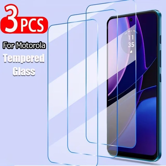 3er-Pack Displayschutzfolie aus gehärtetem Glas für Motorola Moto G15 G05 E15 G35 G45 G55 G75 G Stylus Power Play 2024, transparent - Bild 1