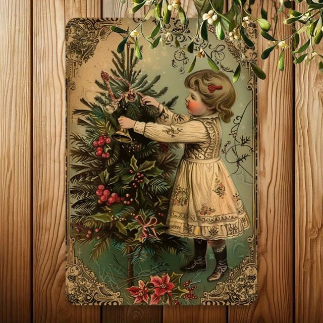 HELLOYOUNG Vintage Weihnachts-Metallschild mit Illustration, Mehrfarbig, B x H: 20,3 x 30,5 cm - Bild 1