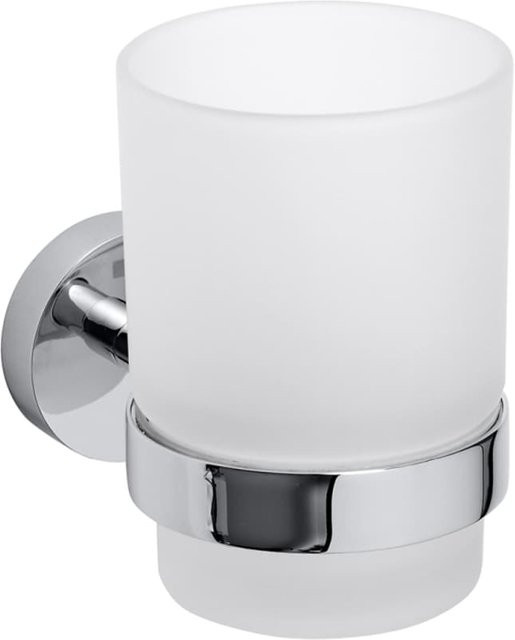 Brillantbad BOMEGA Glashalter aus Messing in Chrom poliert für Bad und WC, H x B x T: 10,5 x 7,0 x 9,5 cm - Bild 1