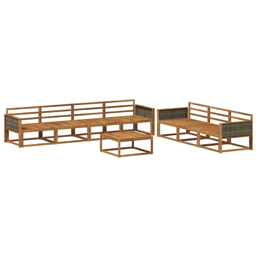 vidaXL Outdoor-Sofagarnitur aus Massivholz Akazie in Natur, 8-teiliges Set mit Tisch und Sesseln - Bild 2