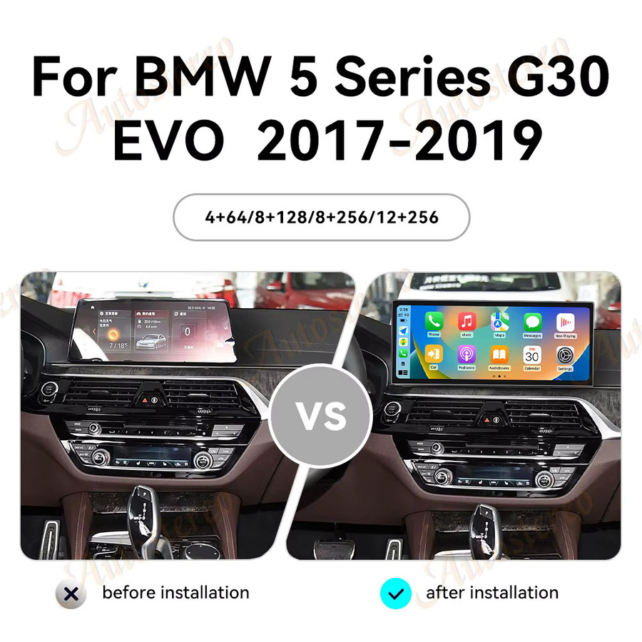 ZWNAV ID9 12,9 Zoll Multimedia-Player mit Android Auto, Apple CarPlay, Bluetooth und GPS Navigation für BMW 5er G30 G31 in Schwarz - Bild 2