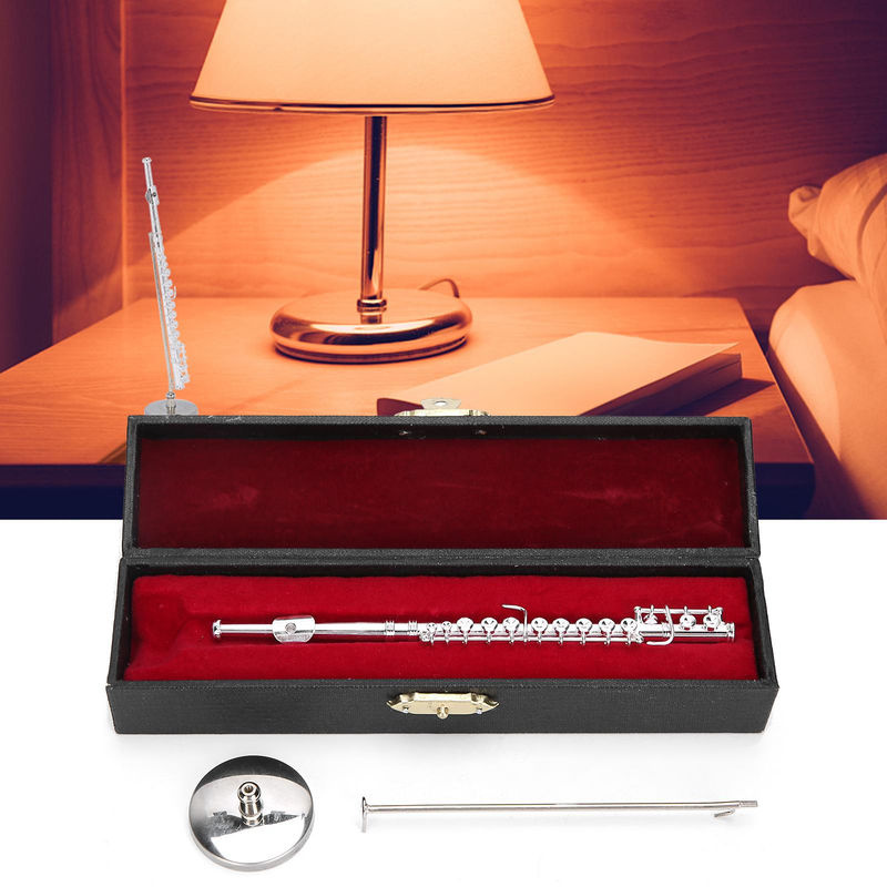 TOMTOP JMS Kupfer Miniaturflöte mit Ständer in Silber als dekoratives Mini Musikinstrument Modell Zubehör - Bild 2