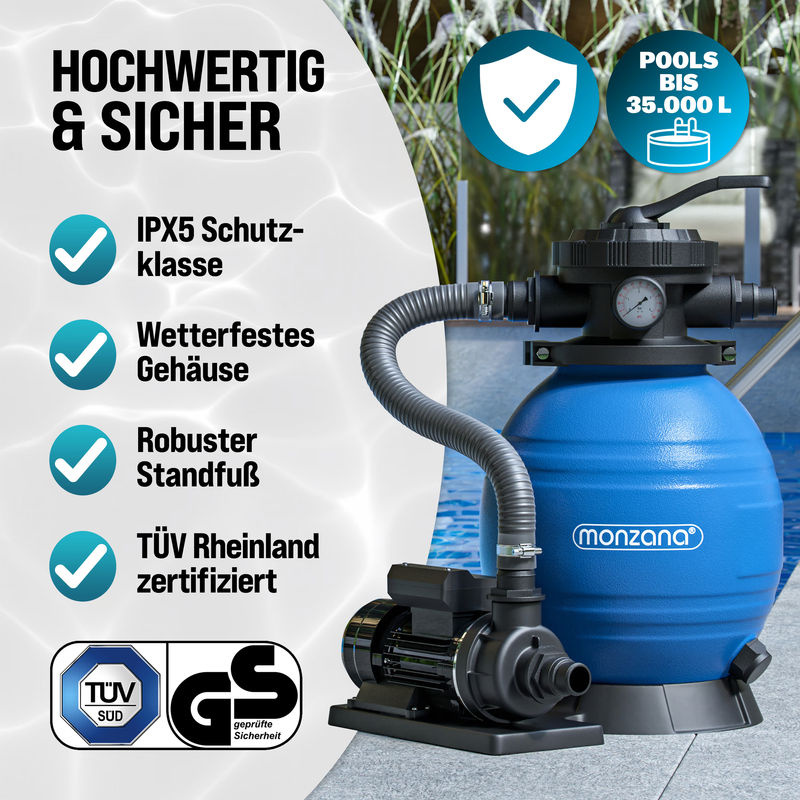 Sandfilteranlage mit 10200 l/h Leistung inklusive Filterbällen - Bild 3