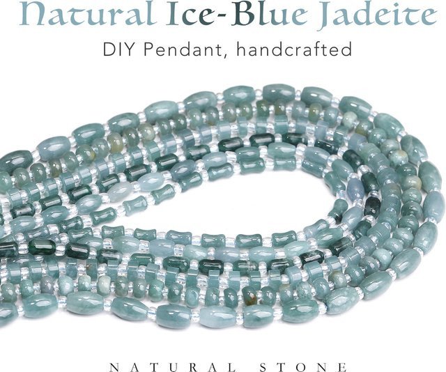 SHIJIWLS Perlen Jade, eisblau, geometrisch - Bild 1