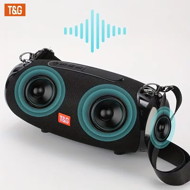 T&G TG534 Tragbarer kabelloser Stereolautsprecher in Schwarz mit TWS-Stereo, FM, TF-Karte und U-Disk - Bild 4