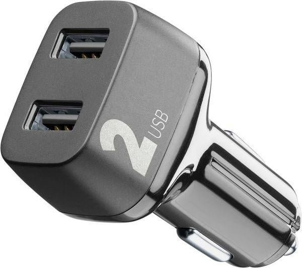 Cellularline Car Multipower 2 Kfz-Ladegerät mit 2x USB-A Anschlüssen in Schwarz, 24W - Bild 1