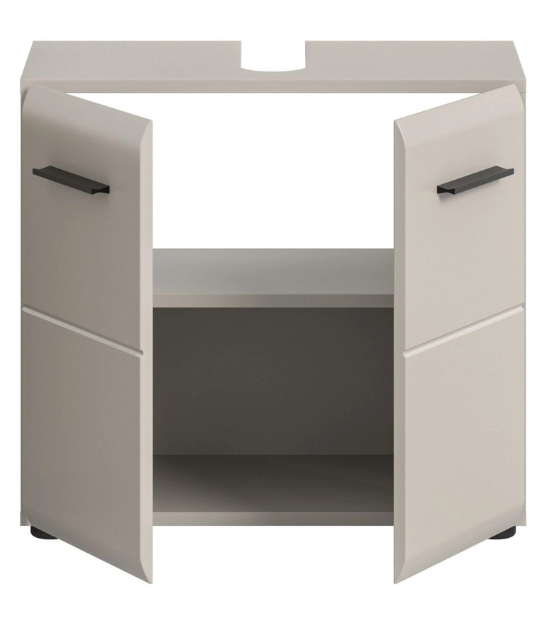 Waschbeckenunterschrank Cover in Kaschmir Sand mit Türen und Regalfächern, Breite: 60 cm - Bild 5