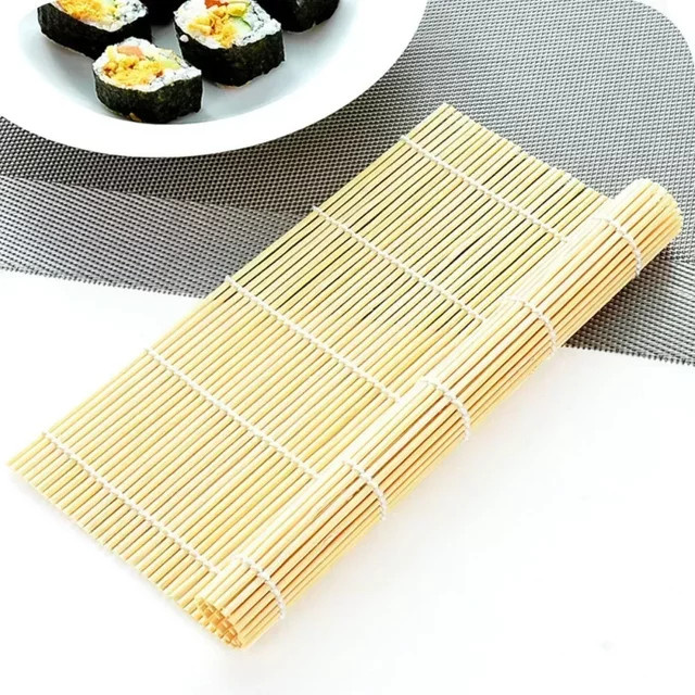 Hitzebeständige Sushi-Roller-Matte aus Bambus in Braun und Beige, rechteckig - Bild 1
