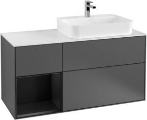 V&B Waschtischunterschrank Finion mit Wandbeleuchtung, Anthrazit lackiert, B/T/H: 120 x 60,3 x 50,1 cm - Bild 1
