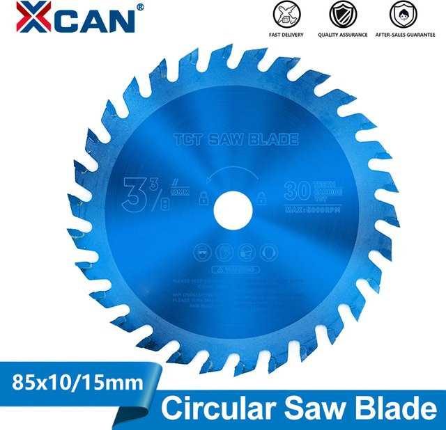 XCAN Kreissäge Klinge mit TCT Hartmetall Schneiden und blau beschichteter Nano-Beschichtung für Holz, Durchmesser: 85 mm - Bild 1