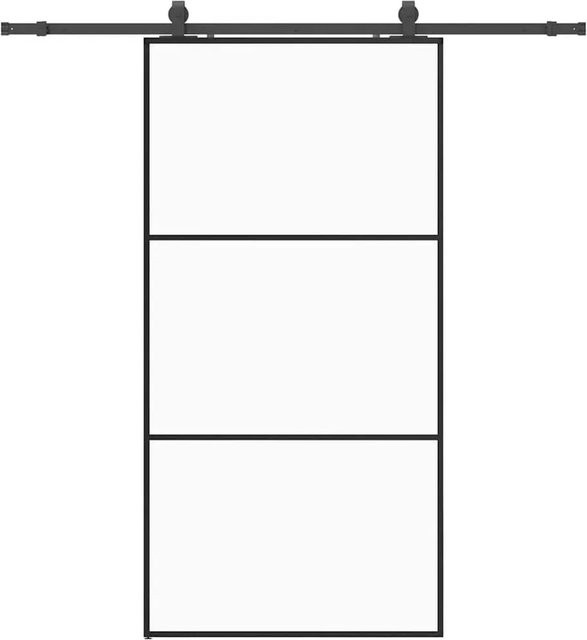 vidaXL Schiebetür aus ESG-Glas in Schwarz mit Beschlag, modern, B: 102 cm, H: 205 cm - Bild 1