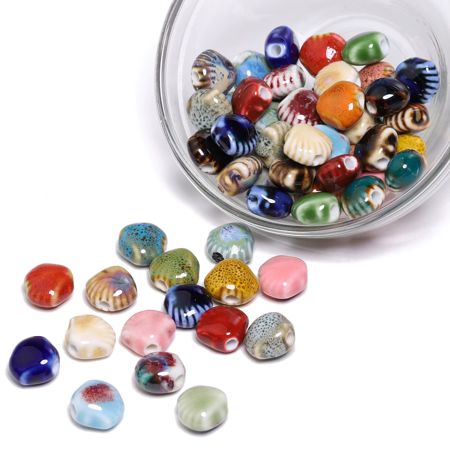 JILKOL Perlen Keramik, Jakobsmuschel, Bunt, 11,5x10mm, Unisex - Bild 3