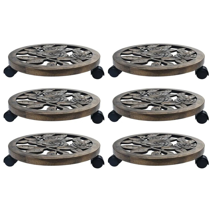6er Set vidaXL Pflanzenroller aus Kunststoff in Bronze, Durchmesser: 38 cm - Bild 2