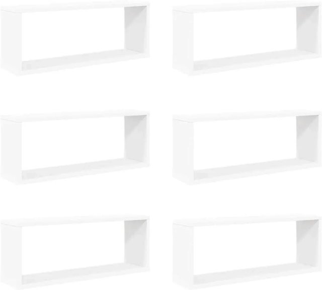 vidaXL Würfelregale Set 6 Stück Weiß aus MDF, Wandmontage, B/T/H: 60 x 15 x 23 cm - Bild 1