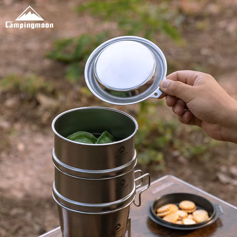 CAMPINGMOON Edelstahl-Bratpfanne S-SD in Silber mit tiefer Schneeschalenabdeckung für Outdoor und Camping - Bild 3