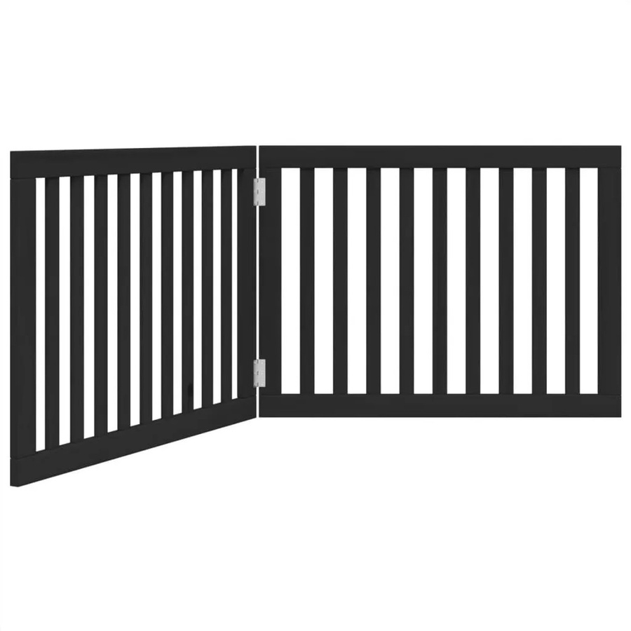 vidaXL Hundetor faltbar aus Pappelholz, 2-teilig, Schwarz, Breite: 160 cm - Bild 2