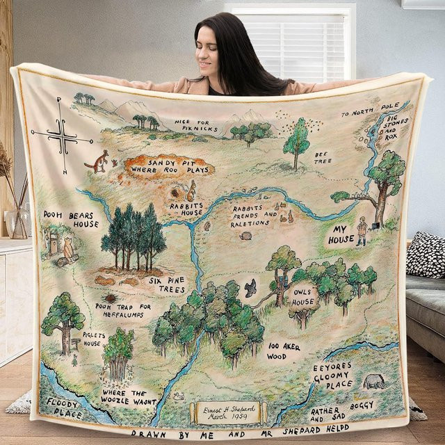 Weiche Flanell-Weltkarten-Decke aus Polyester, Mehrfarbig, B/B/H: 173 x 218 cm - Bild 1