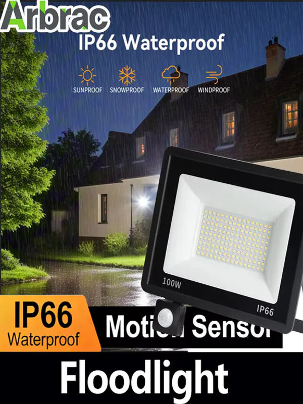 Arbrac LED Flutlicht mit PIR Bewegungsmelder, IP66 wasserdichter Außenwandstrahler in Schwarz, warmweißes Licht für den Garten - Bild 6