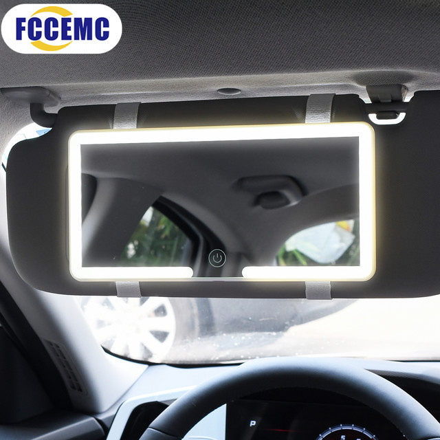 Fccemc Auto Sonnenblende Make-up Spiegel mit LED Touchscreen und einstellbarer Helligkeit sowie HD-Kosmetikspiegel - Bild 1
