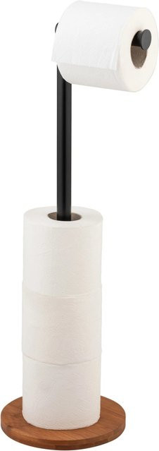 Wenko Toilettenpapierhalter mit Stand Serro 2 in 1 in Schwarz und Bambus - Bild 1