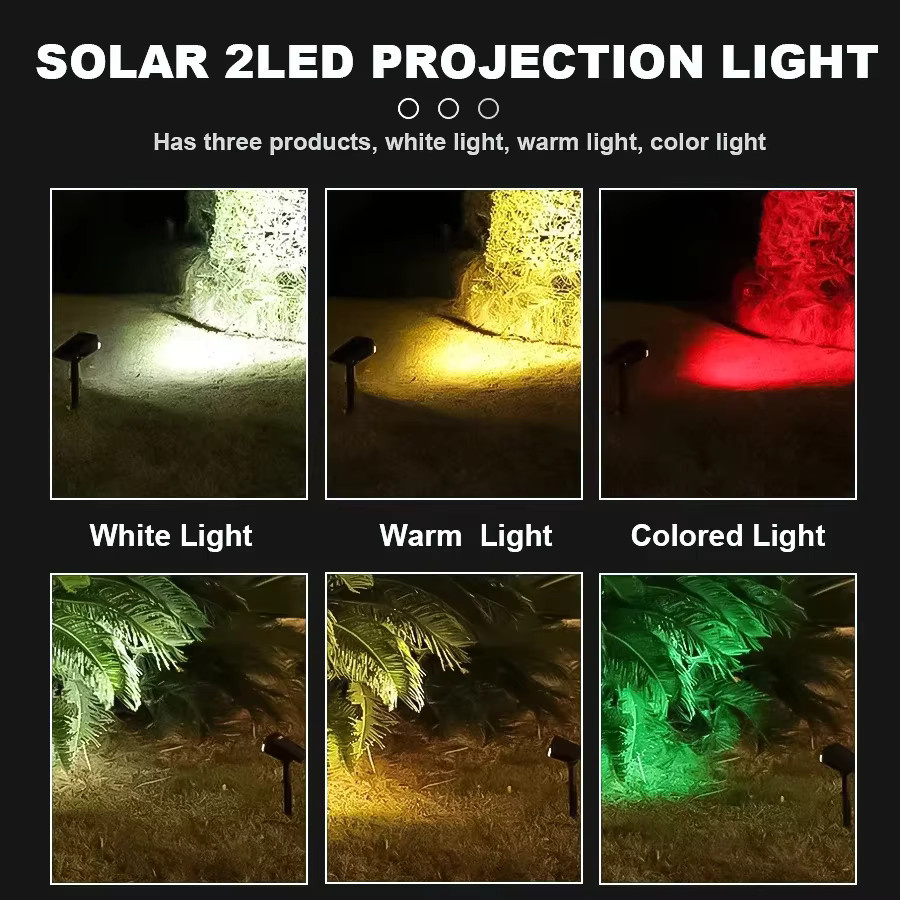 2er Set XIWANGFIRE Solarleuchten für den Außenbereich mit RGBW-LED, 270 Grad verstellbare Solarstrahler in Schwarz für Garten und Wege - Bild 3