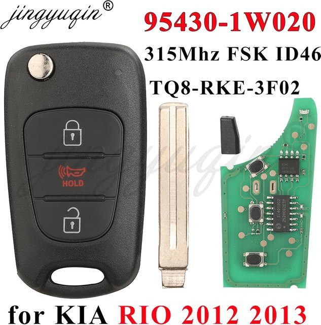 jingyuqin Klappbarer Autoschlüssel für Kia Rio 2012 2013, 315MHz FSK, ID46 Chip, Farbe: Schwarz, P/N 95430-1W020 TQ8-RKE-3F02 5074A-RKE-3F02 - Bild 1
