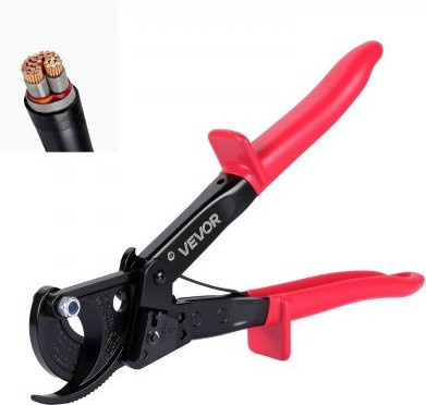 VEVOR Ratschen Kabelschneider mit Federstahlklingen und PVC-beschichteten Griffen in Rot für Kupfer- und Aluminiumkabel bis 240 mm² - Bild 1