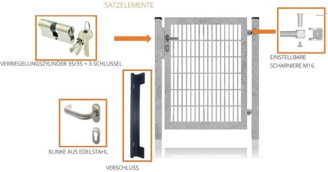 Fa-Bausysteme Gartentor mit Vollrahmen für Doppelstabmattenzäune, verzinkt, Anthrazit, B: 120 cm, H: 80 cm - Bild 1