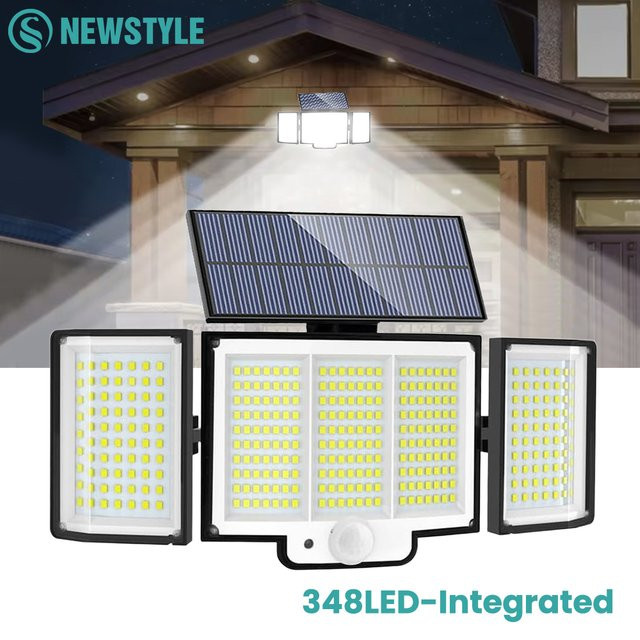 Solar-Außenleuchten mit Bewegungssensor und Fernbedienung, LED Sicherheits-Flutlicht Wandlampe in Weiß, IP65 Wasserdicht für den Garten - Bild 1