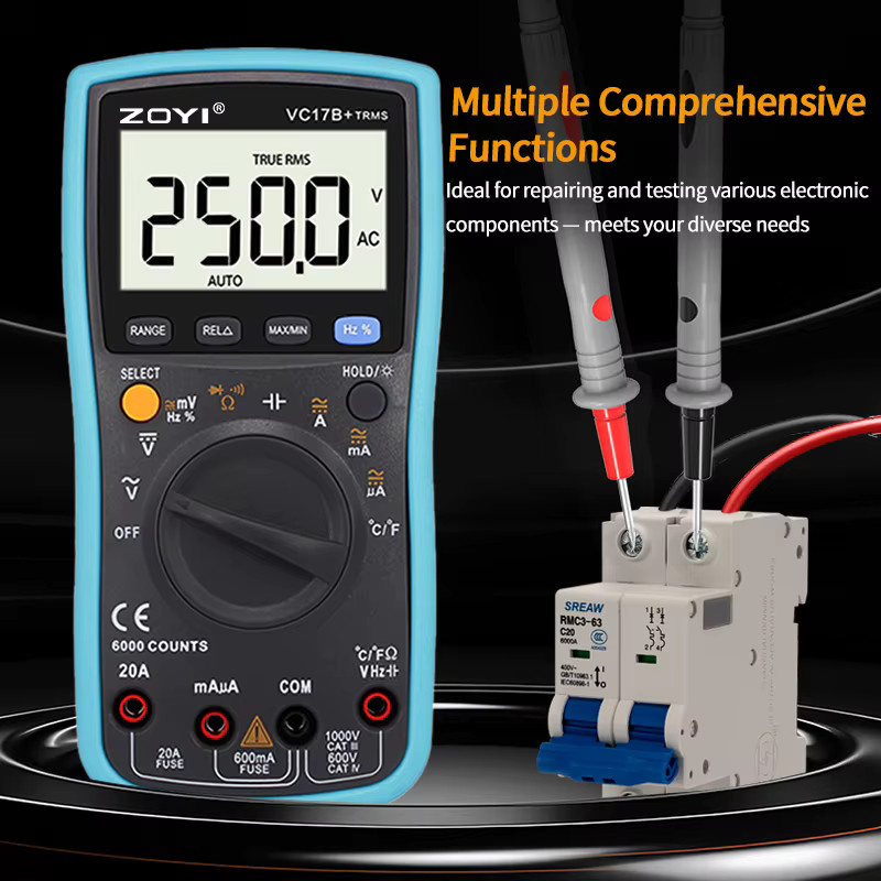 ZOYI ZT-17B+ Digitales Multimeter mit hochpräziser Anzeige und Kapazitätsmessung in Blau - Bild 2