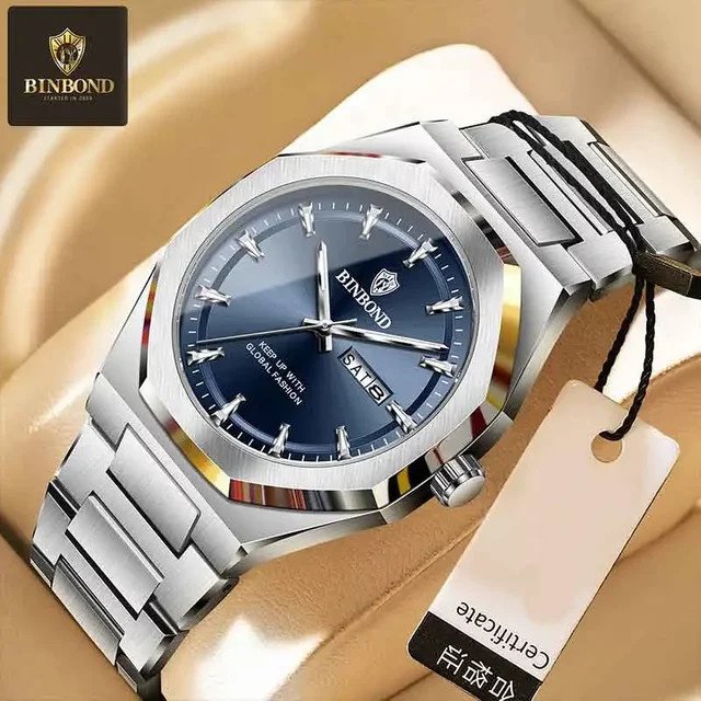 BINBOND Armbanduhr Quarz, Edelstahl, Blau, Herren - Bild 1