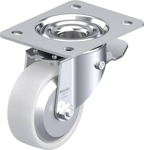 Blickle Lenkrolle LK-PO 100XR-3-ST-FA mit Feststeller, Farbe Weiß, Rad-Durchmesser: 10 cm, Tragfähigkeit: 280 kg - Bild 1