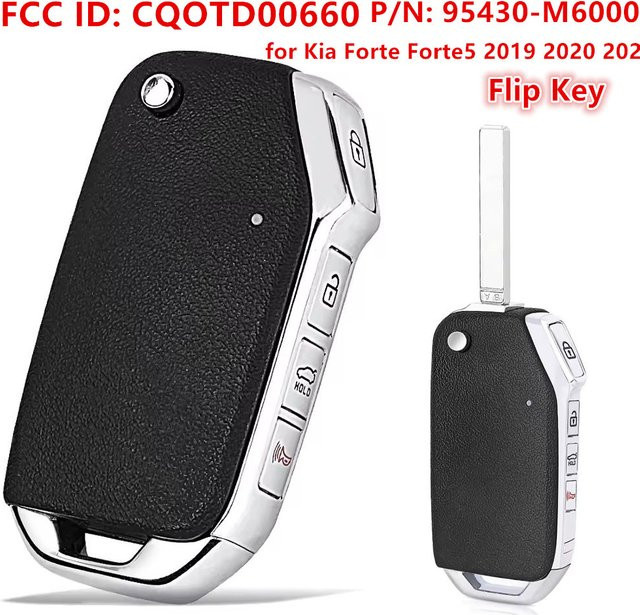 KEYECU Ersatz-Flip-Fernbedienungs-Autoschlüsselanhänger 433 MHz für KIA Forte Forte5 2019 2020 2021 Schwarz FCC ID: CQOTD00660 P/N: 95430-M6000 - Bild 1