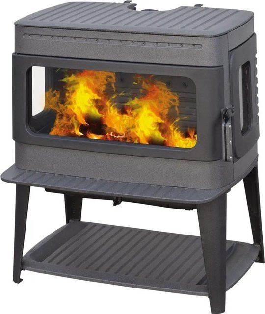 Plamen Gusskaminofen Authentic 50 mit Herdplatte aus Gusseisen in Schwarz und Anthrazit mit 12kW Leistung - Bild 1