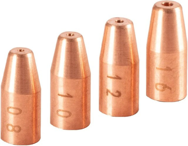 STAHLWERK Drahtführungsdüsen 4er Set aus Messing in Gold für Laserschweißgeräte, Durchmesser: 0,8 mm, 1,0 mm, 1,2 mm und 1,6 mm - Bild 1