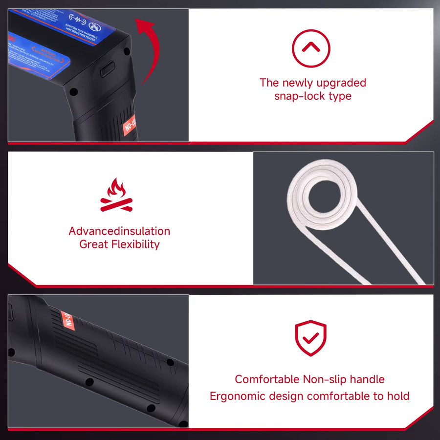 Podofo Handgehaltener Magnetischer Induktionsheizer 1700W Rotierender Typ zur Rostentfernung von Schrauben und Muttern als Tragbares Flammenloses Reparaturset - Bild 6